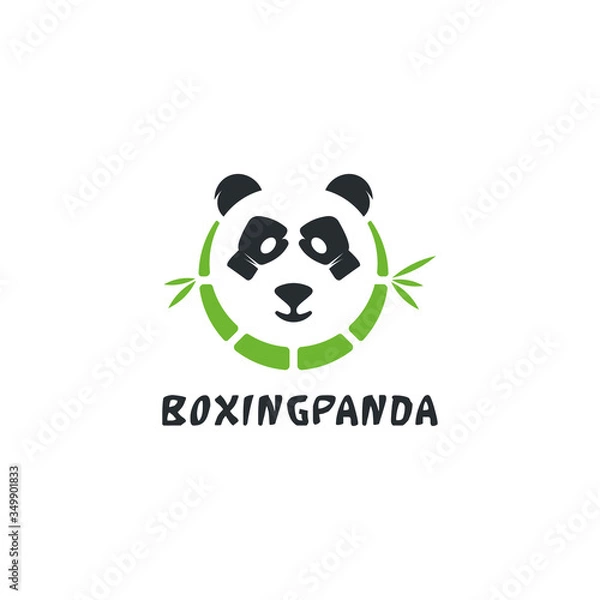 Obraz boxing panda with bamboo creative idea logo design 