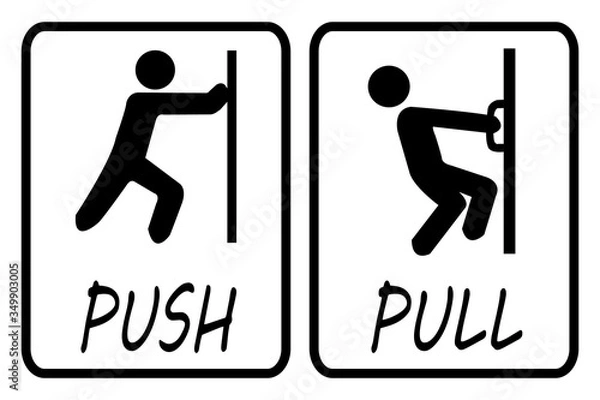 Obraz push pull door sign