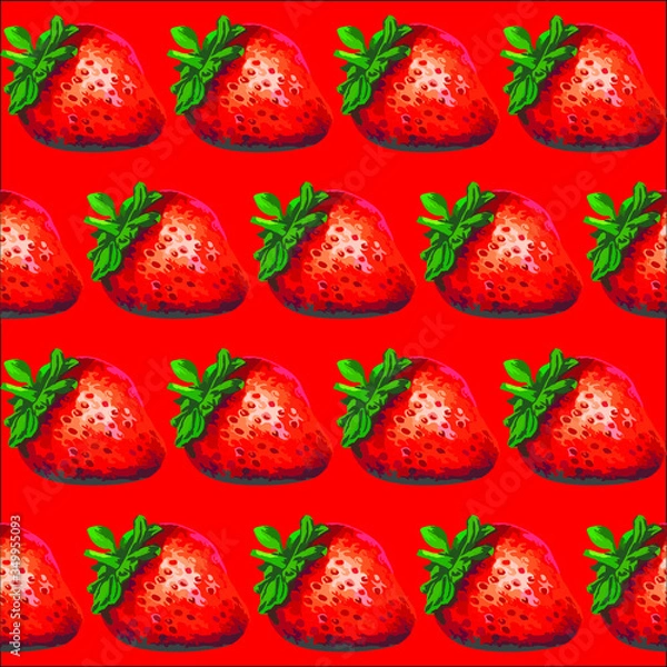 Fototapeta seamless pattern with strawberries