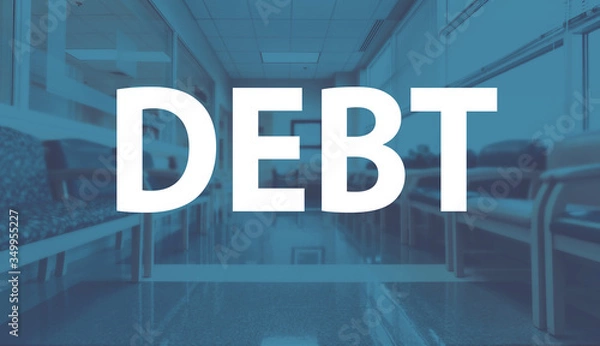 Fototapeta Debt theme with a medical office reception waiting room background