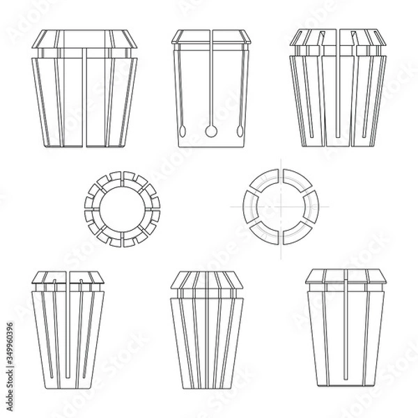 Obraz collet holder for cnc machine isolated in white background