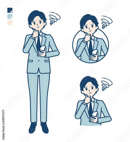 Fototapeta simple suit businessman_smartphone-sigh