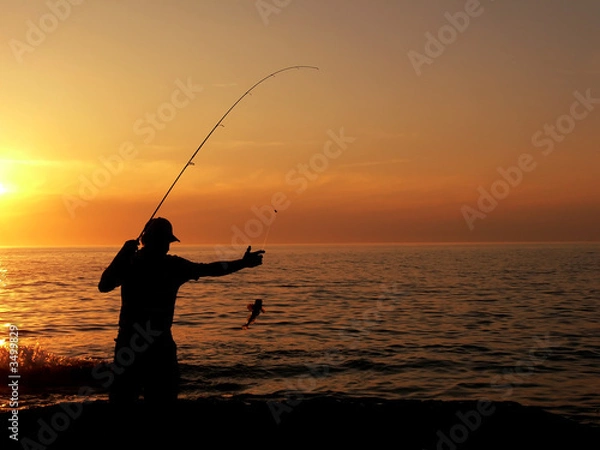 Obraz rybak o zmierzchu