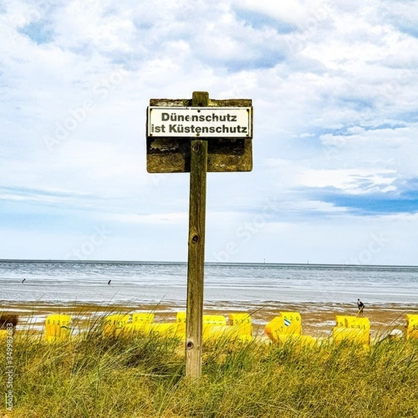 Obraz warning sign on the beach