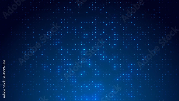 Fototapeta Dot  white blue pattern screen led light gradient texture background. Abstract  technology big data digital background. 3d rendering.