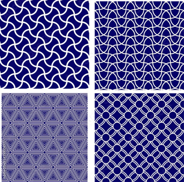 Fototapeta set of seamless geometric pattern with geometric shapes,Fabric pattern,Tile pattern,Carpet pattern,Wallpaper pattern