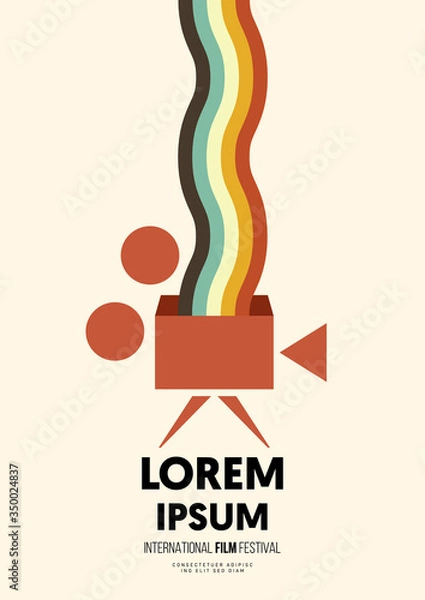 Obraz Movie and film poster design template background with vintage film camera