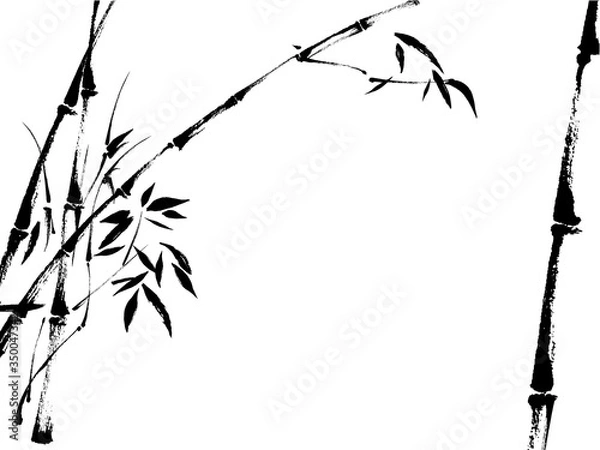 Obraz 水墨画タッチの竹フレーム