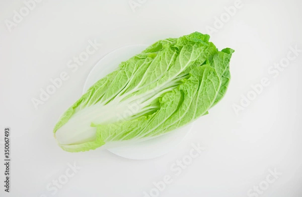 Obraz Chinese cabbage (in Japan called Hokusai) on a white isolated background close-up