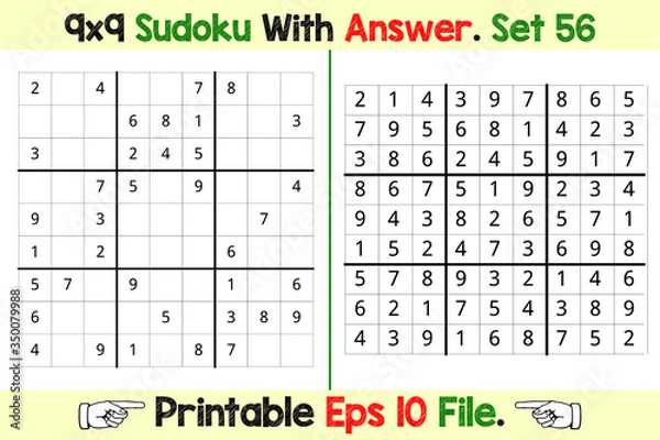 Fototapeta Sudoku Puzzle Games Easy to Hard with Answer