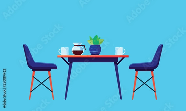 Fototapeta chair and coffee table, vector illustration in flat style design