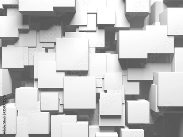 Fototapeta White cubes structure. Abstract futuristic background.