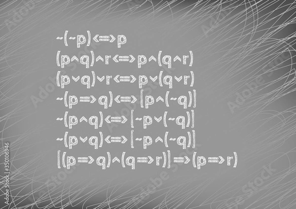 Fototapeta Blackboard with a record of mathematical formulas. Mathematical logic. Graphic presentation for math teachers.