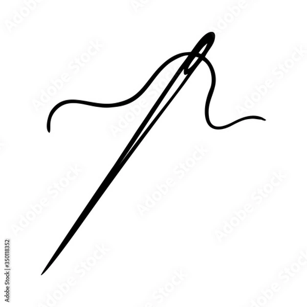 Fototapeta NEEDLE AND THREAD IN THE STYLE OF DOODLE