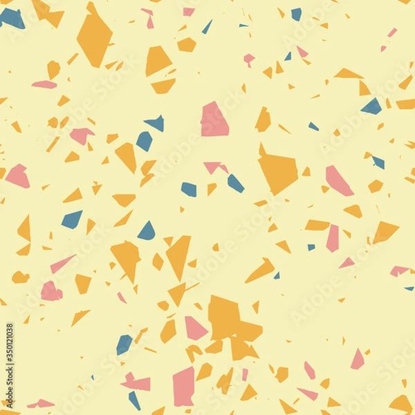 Fototapeta Colorful seamless terrazzo pattern with mineral rock fragments scattered