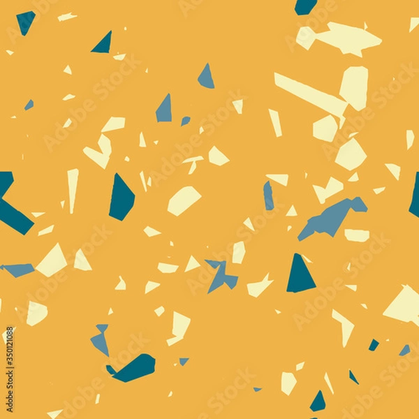 Fototapeta Colorful seamless terrazzo pattern with mineral rock fragments scattered