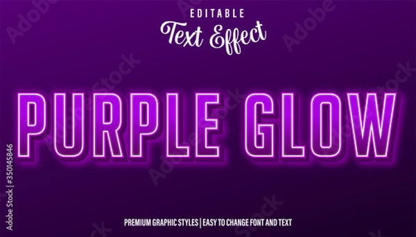 Obraz Purple Glow Neon Style Editable Text Effect Premium Eps