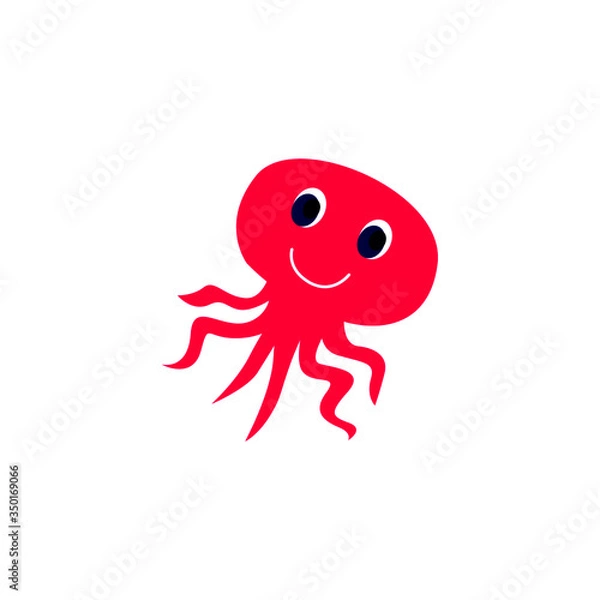Fototapeta Little Pink octopus design color picture