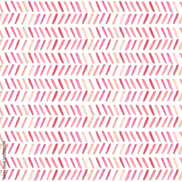 Fototapeta Seamless watercolor pattern, geometric red elements on a white background.