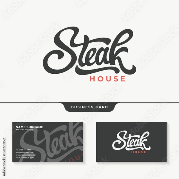 Obraz Steak House Typography Logo Design Template