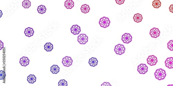 Fototapeta Light Blue, Red vector doodle background with flowers.