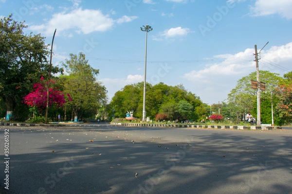 Fototapeta Empty roads Lock down india