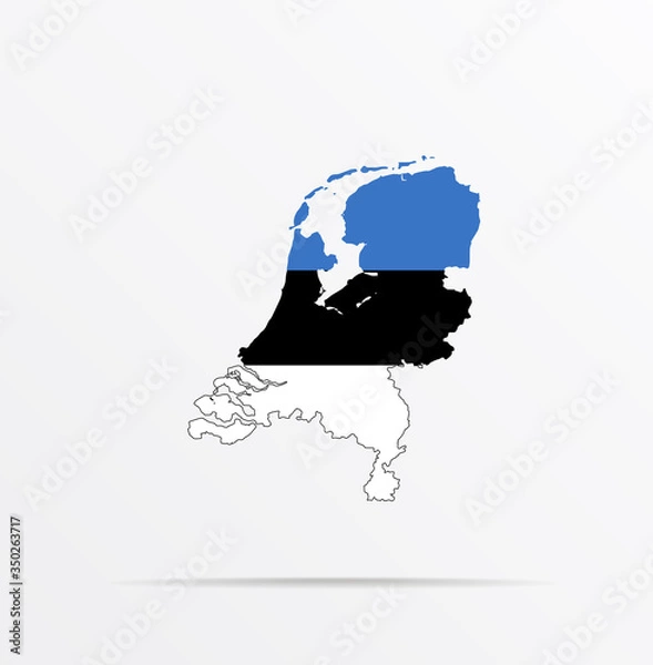 Fototapeta Vector map Netherlands combined with Estonia flag.