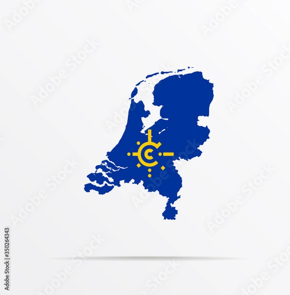 Fototapeta Vector map Netherlands combined with Central European Free Trade Agreement CEFTA flag.