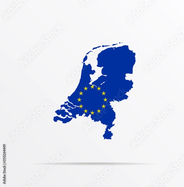 Fototapeta Vector map Netherlands combined with European Union EU flag.