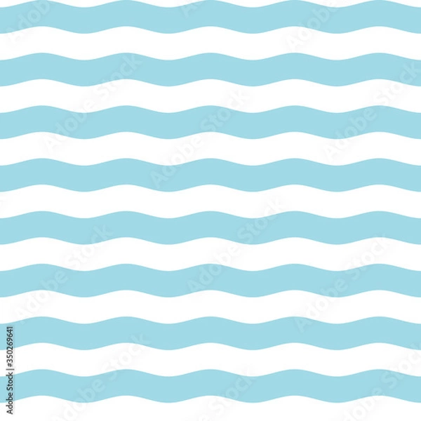 Fototapeta Blue wave seamless pattern. Vector background. Minimal design.