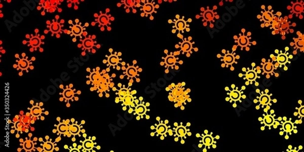 Obraz Dark orange vector background with covid-19 symbols.