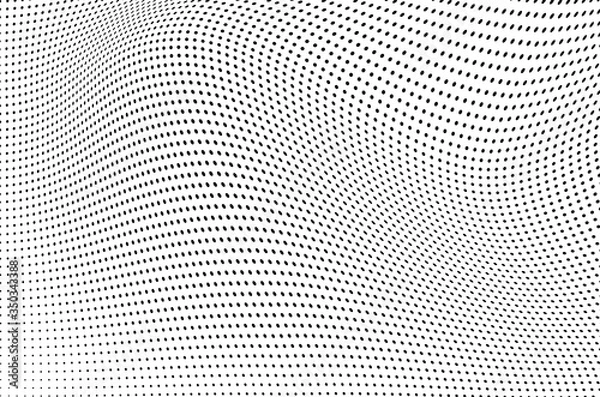 Obraz Abstract halftone background. Monochrome grunge pattern of dots. The waves are smooth and chaotic. Pop art texture for business cards, posters, labels, business cards