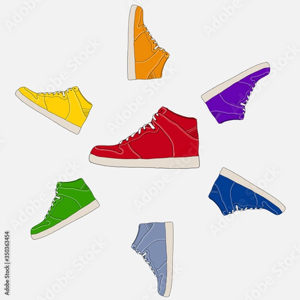 Obraz Illustration of multi-colored shoes