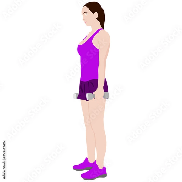 Obraz Illustration of women with dumbbells