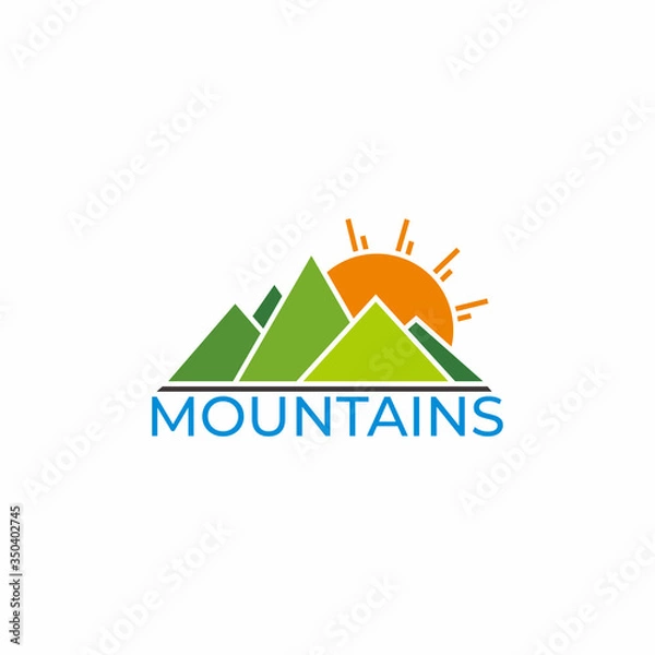 Obraz text mountain sun geometric colorful design symbol logo vector