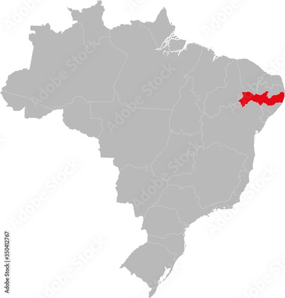 Obraz Pernambuco state highlighted on Brazil map. Business concepts and backgrounds.