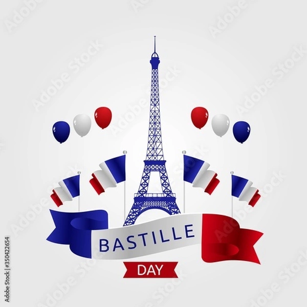 Fototapeta Happy Bastille  Day Vector Illustration