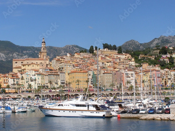 Obraz miasto i port menton