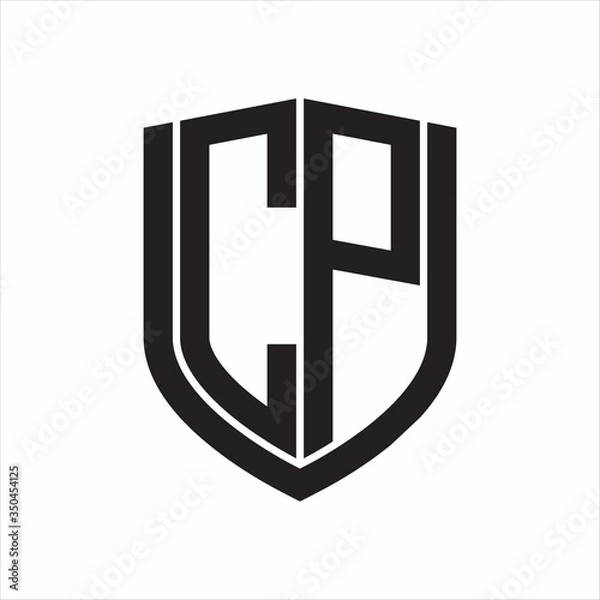 Fototapeta CP Logo monogram with emblem shield design isolated on white background