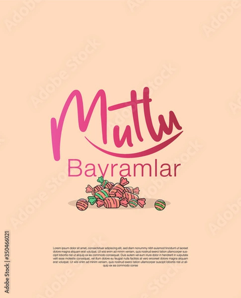 Fototapeta illustration of colorful candies and a message for wishing a happy ramadan feast to all Muslims