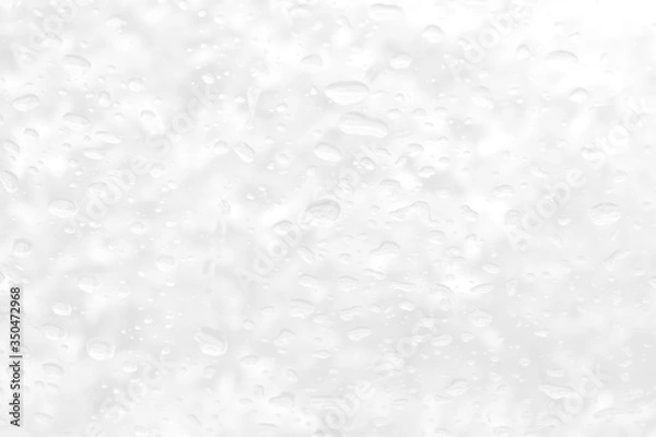 Fototapeta Abstract grey and white circular circle background. Close up of raindrops or water drops on a clear window glass surface. Halftone perspective modern bright art using for a backdrop, wallpaper.