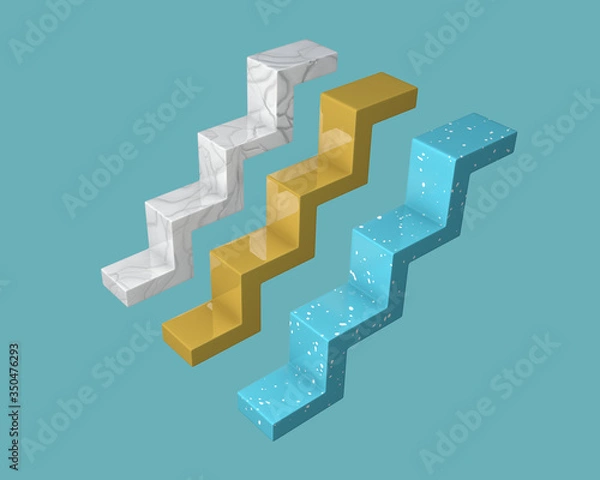 Obraz Marble staircase with gold. 3D illustration