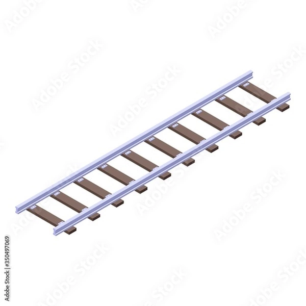 Fototapeta Railway icon. Isometric of railway vector icon for web design isolated on white background