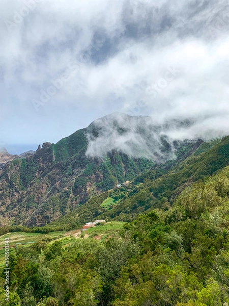 Fototapeta Mountains in Anaga Rural Park Tenerife - Canary Islands with the ocean in the background