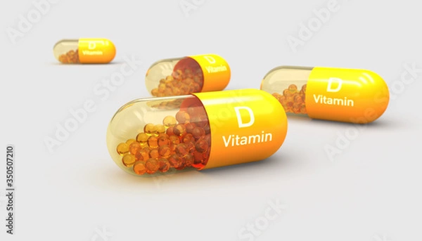 Obraz Witamina D, kapsułka, ilustracja 3d