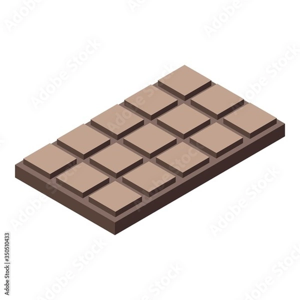 Fototapeta Chocolate bar icon. Isometric of chocolate bar vector icon for web design isolated on white background