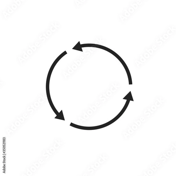 Obraz Three circle clockwise arrows black icon. vector illustration isolated on white background.