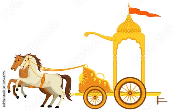 Obraz War Golden Chariot with 2 Horse Vector illustration, editable source file, artwork for info-graphics, posters, motion-graphics