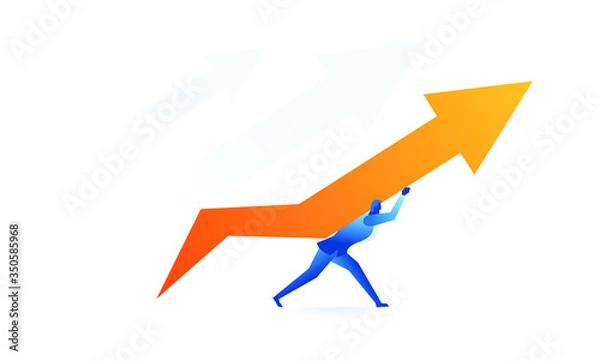 Fototapeta someone raised the arrow up concept illustration about hard work sales to raise profit, increase revenue and achieve desired targets