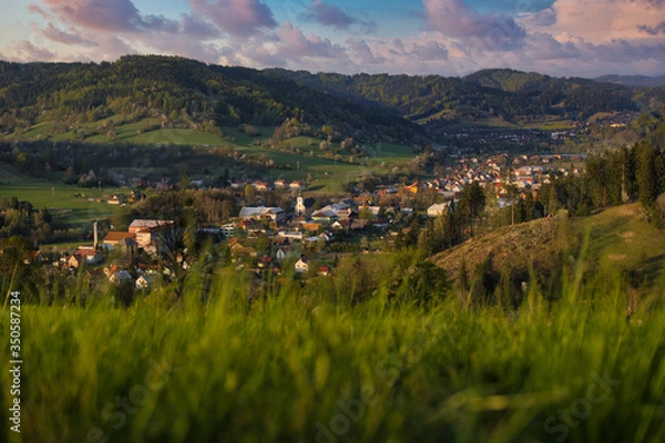 Fototapeta Picturesque spring view of village called Novy Hrozenkov